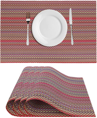 Dakshya Industries Rectangular Pack of 4 Table Placemat(Maroon, PVC)