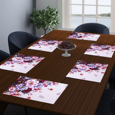 DPA Collection Rectangular Pack of 6 Table Placemat(Pink, PVC)