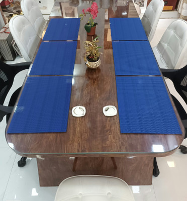 KiaraHome Rectangular Pack of 6 Table Placemat(Blue, PVC)