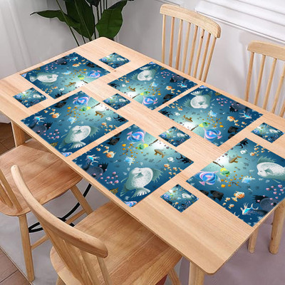 REVEXO Rectangular Pack of 6 Table Placemat(Blue, PVC)