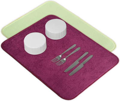 KUBER INDUSTRIES Rectangular Pack of 2 Table Placemat(Green, Purple, Microfibre)