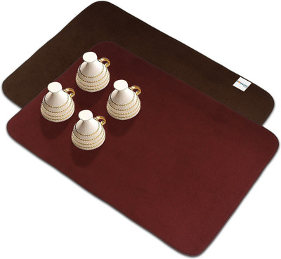HOMESTIC Rectangular Pack of 2 Table Placemat(Brown, Maroon, Microfibre)