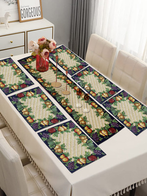 Ana Rectangular Pack of 2 Table Placemat(Blue, Polyester)