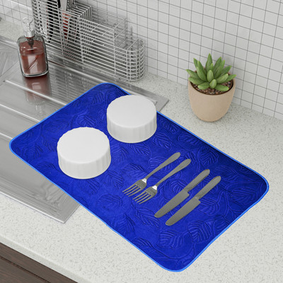 KUBER INDUSTRIES Rectangular Pack of 1 Table Placemat(Blue, Microfibre)