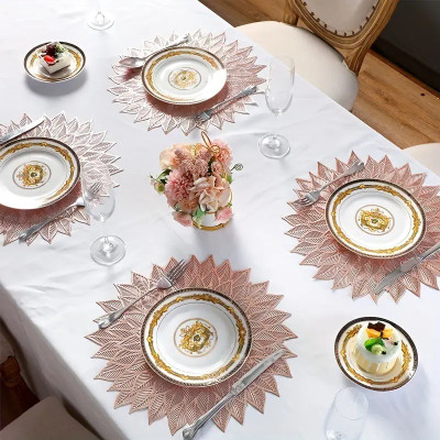 Dakshya Industries Round Pack of 4 Table Placemat(Brown, PVC)