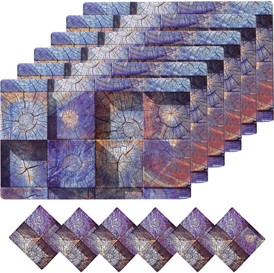 KUBER INDUSTRIES Rectangular Pack of 12 Table Placemat(Blue, PVC)