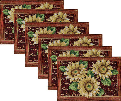 PRAKARTIK Rectangular Pack of 6 Table Placemat(Yellow, Brown, Cotton)
