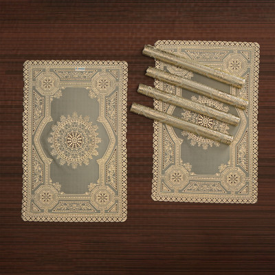 HOMESTIC Rectangular Pack of 6 Table Placemat(Gold, Leather)