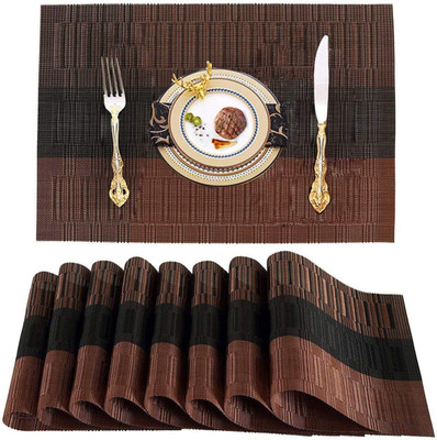 Dhvyant Mart Rectangular Pack of 6 Table Placemat(Brown, Black, PVC)