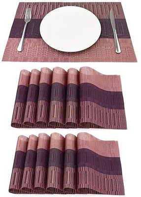 DANSR Rectangular Pack of 12 Table Placemat(Red, Polyester)