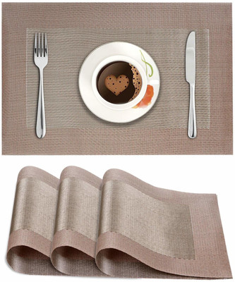 HOKiPO Rectangular Pack of 4 Table Placemat(Orange, PVC)