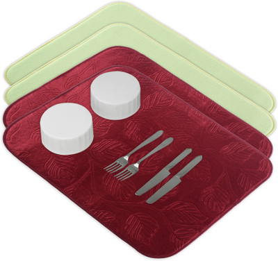 KUBER INDUSTRIES Rectangular Pack of 4 Table Placemat(Maroon, Green, Microfibre)
