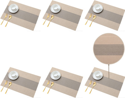 Bhaguji Rectangular Pack of 6 Table Placemat(Beige, PVC)