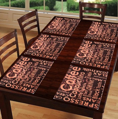 REVEXO Rectangular Pack of 6 Table Placemat(Beige, PVC)