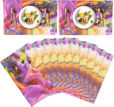HOMESTIC Rectangular Pack of 12 Table Placemat(Multicolor, PVC)