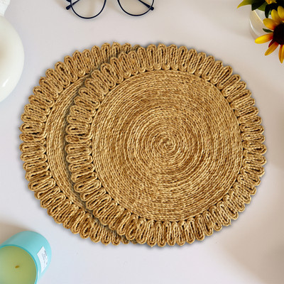 Safeora Global Round Pack of 2 Table Placemat(Beige, Jute)