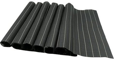 Gold Leaf Rectangular Pack of 6 Table Placemat(Black, Plastic)
