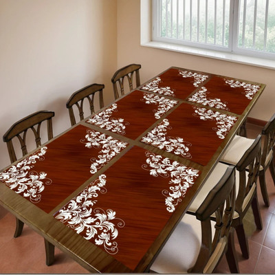 REVEXO Rectangular Pack of 6 Table Placemat(Maroon, PVC)