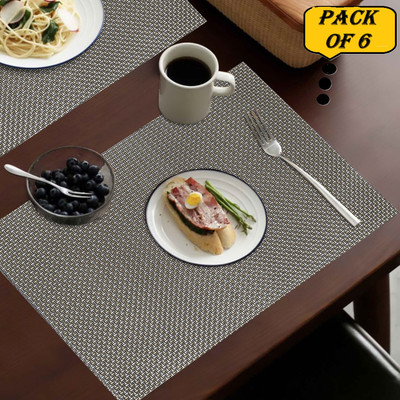 Dakshya Industries Rectangular Pack of 6 Table Placemat(Grey, PVC)