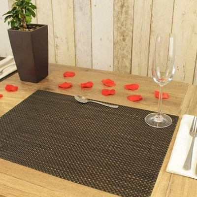 tejas Rectangular Pack of 1 Table Placemat(Brown, PVC)