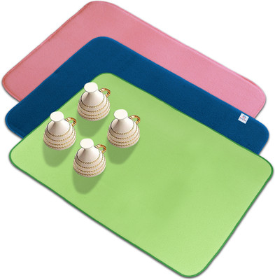 Heart Home Rectangular Pack of 3 Table Placemat(Multicolor, Microfibre)