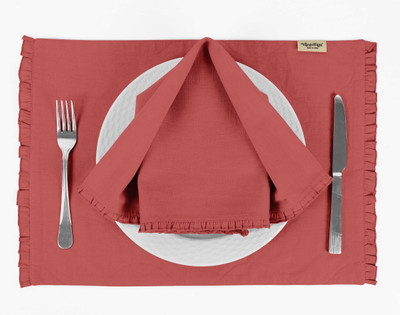 Vargottam Rectangular Pack of 6 Table Placemat(Orange, Cotton)