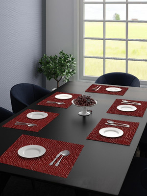 Saral Home Rectangular Pack of 6 Table Placemat(Maroon, Velvet)