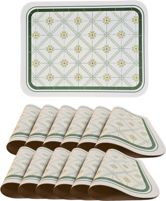 YELONA Rectangular Pack of 12 Table Placemat(Light Green, White, Dark Green, Leather)