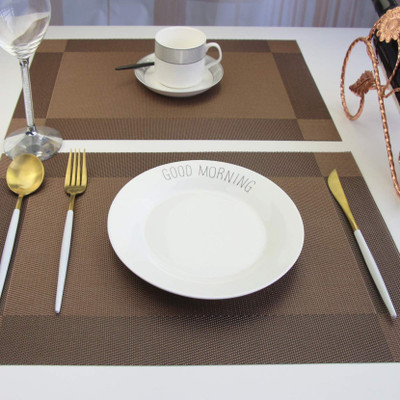 DECOLOGY Rectangular Pack of 6 Table Placemat(Brown, PVC)