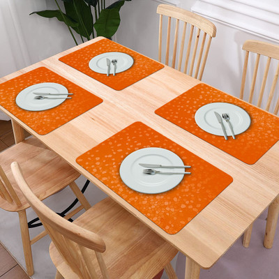 KUBER INDUSTRIES Rectangular Pack of 6 Table Placemat(Orange, PVC)