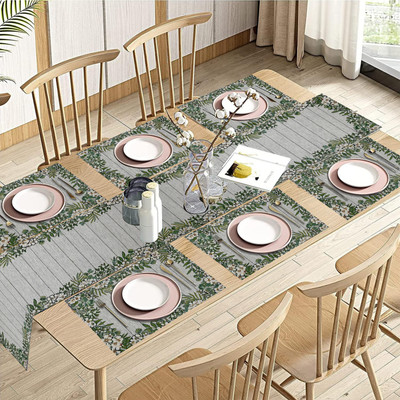 PRAKARTIK Rectangular Pack of 7 Table Placemat(Green, White, Cotton)