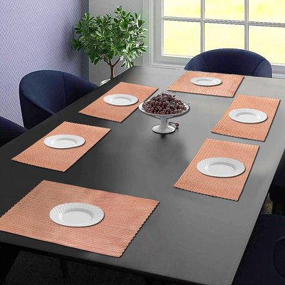 DPA Collection Rectangular Pack of 6 Table Placemat(Brown, PVC)