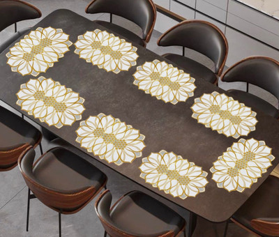 Romiz Rectangular Pack of 8 Table Placemat(Gold, Polyester)