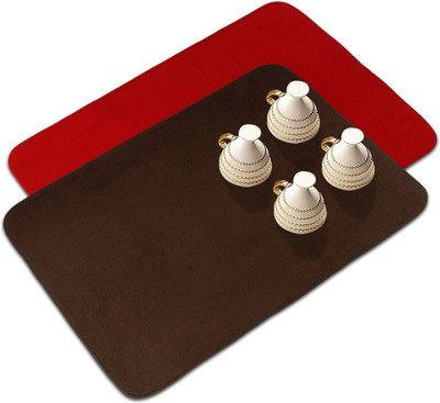 KUBER INDUSTRIES Rectangular Pack of 2 Table Placemat(Red, Brown, Microfibre)