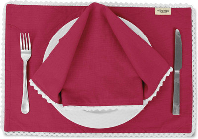 Vargottam Rectangular Pack of 6 Table Placemat(Pink, Cotton)