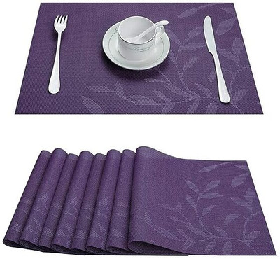 DANSR Rectangular Pack of 8 Table Placemat(Purple, Polyester)