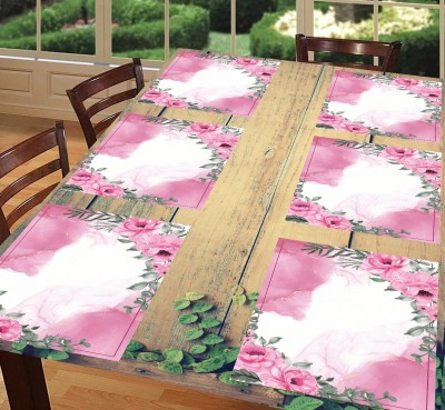 SANRAKSSHAN Rectangular Pack of 6 Table Placemat(Pink, White, PVC)