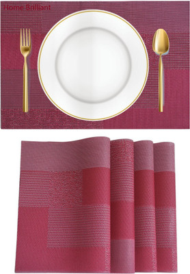 NTBAY Rectangular Pack of 4 Table Placemat(Maroon, PVC)