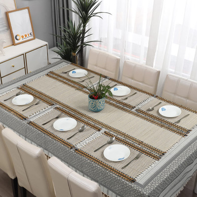 orric Rectangular Pack of 7 Table Placemat(Beige, River Grass)