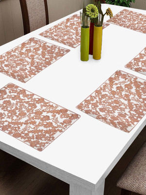 Fabinaliv Rectangular Pack of 6 Table Placemat(Beige, Plastic)