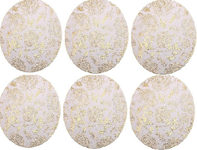CherryBox Round Pack of 6 Table Placemat(White, Green, Polypropylene)