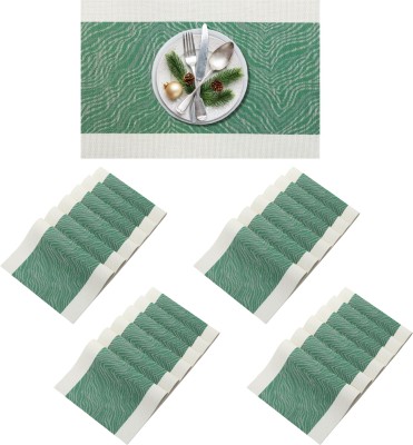 Daidokoro Rectangular Pack of 24 Table Placemat(Dark Green, Beige, PVC)