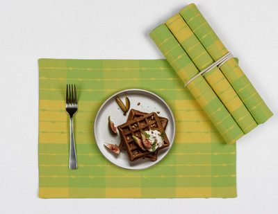 AIRWILL Rectangular Pack of 4 Table Placemat(Green, Yellow, Cotton)