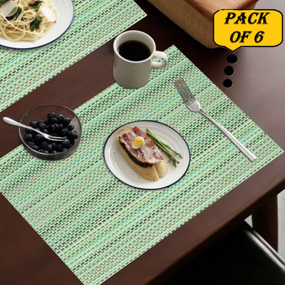 Dakshya Industries Rectangular Pack of 6 Table Placemat(Light Blue, PVC)