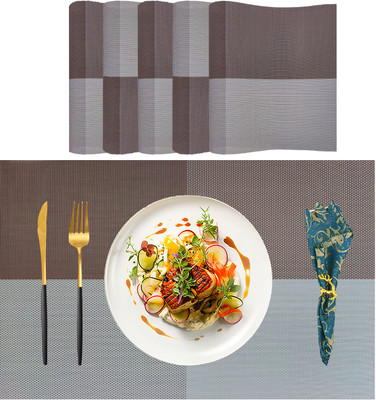 SLEEKBODE Rectangular Pack of 6 Table Placemat(Brown, Polypropylene)