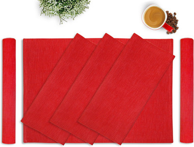 Home Colors Rectangular Pack of 6 Table Placemat(Red, Cotton)