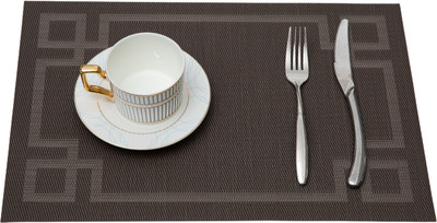 HS WORLD Rectangular Pack of 1 Table Placemat(Brown, PVC)