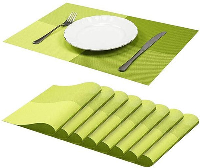 MAMOHALU Square Pack of 6 Table Placemat(Light Green, PVC)