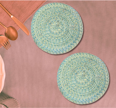 LADLI JEE Round Pack of 2 Table Placemat(Green, Polyester)
