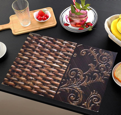 SANRAKSSHAN Rectangular Pack of 6 Table Placemat(Beige, PVC)
